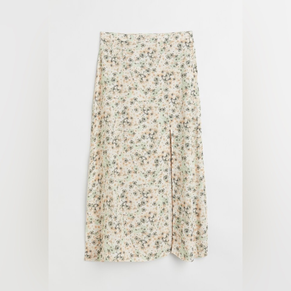 Floral Midi Skirt With Side Slit